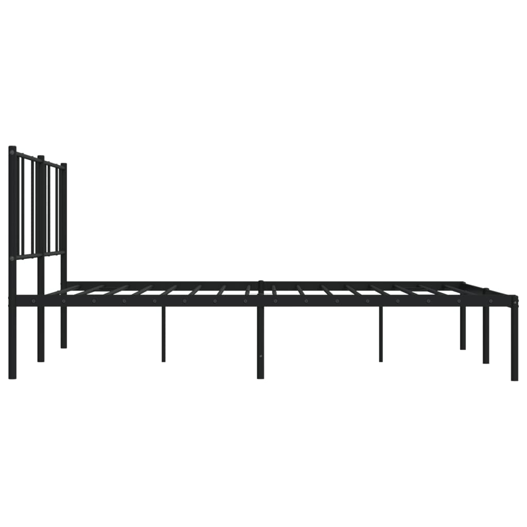 Metal Bed Frame without Mattress with Headboard Black 183x203 cm King