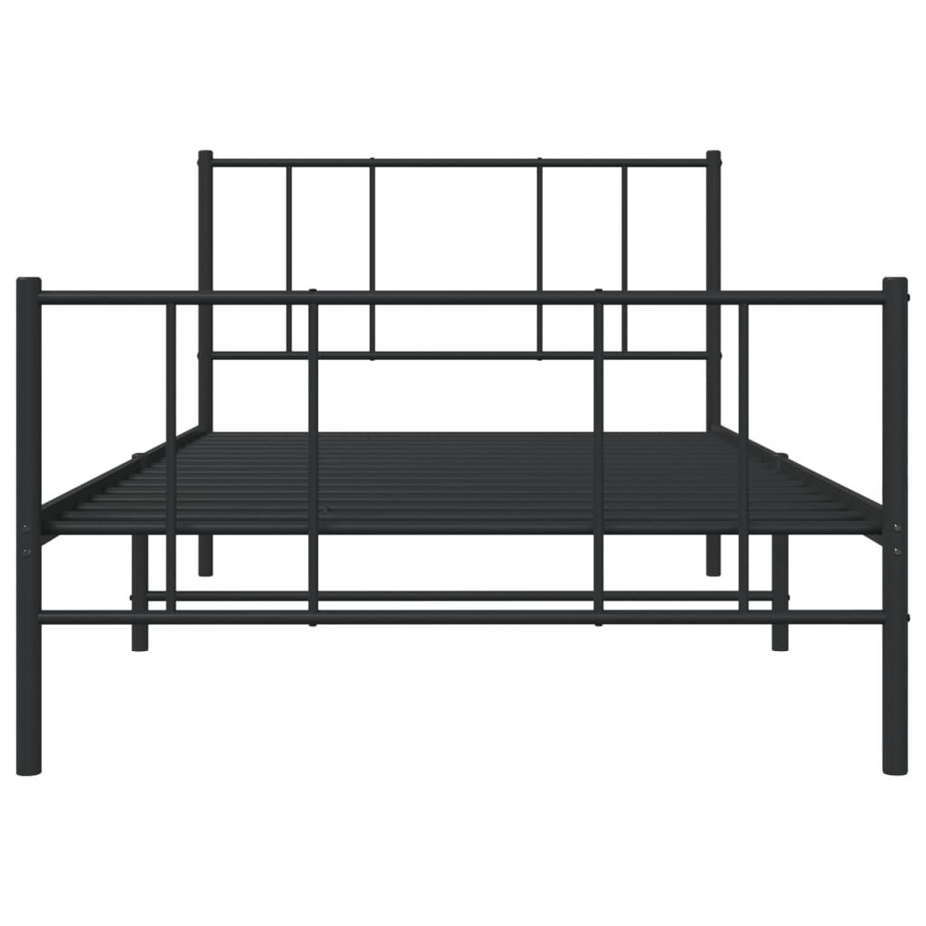 Metal Bed Frame without Mattress with Footboard Black 90x190 cm