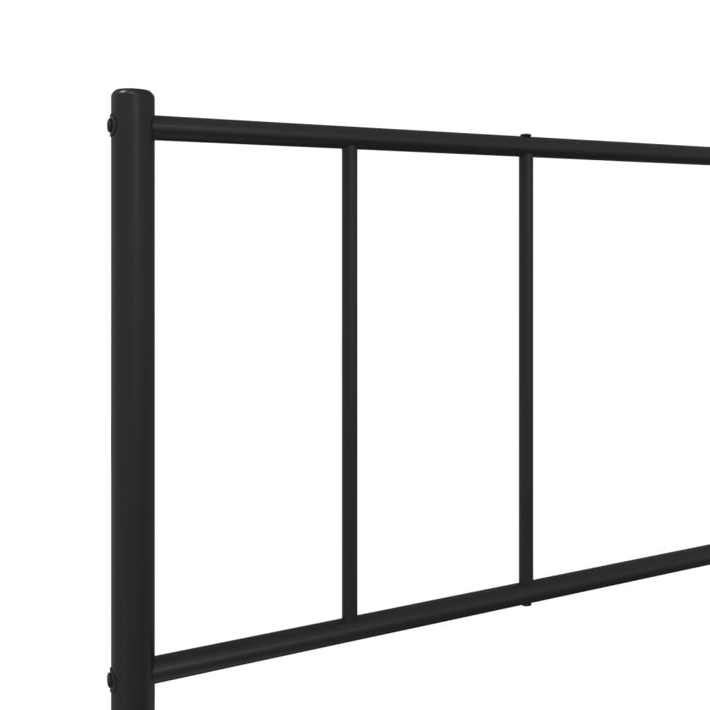 Metal Bed Frame without Mattress with Footboard Black 90x190 cm