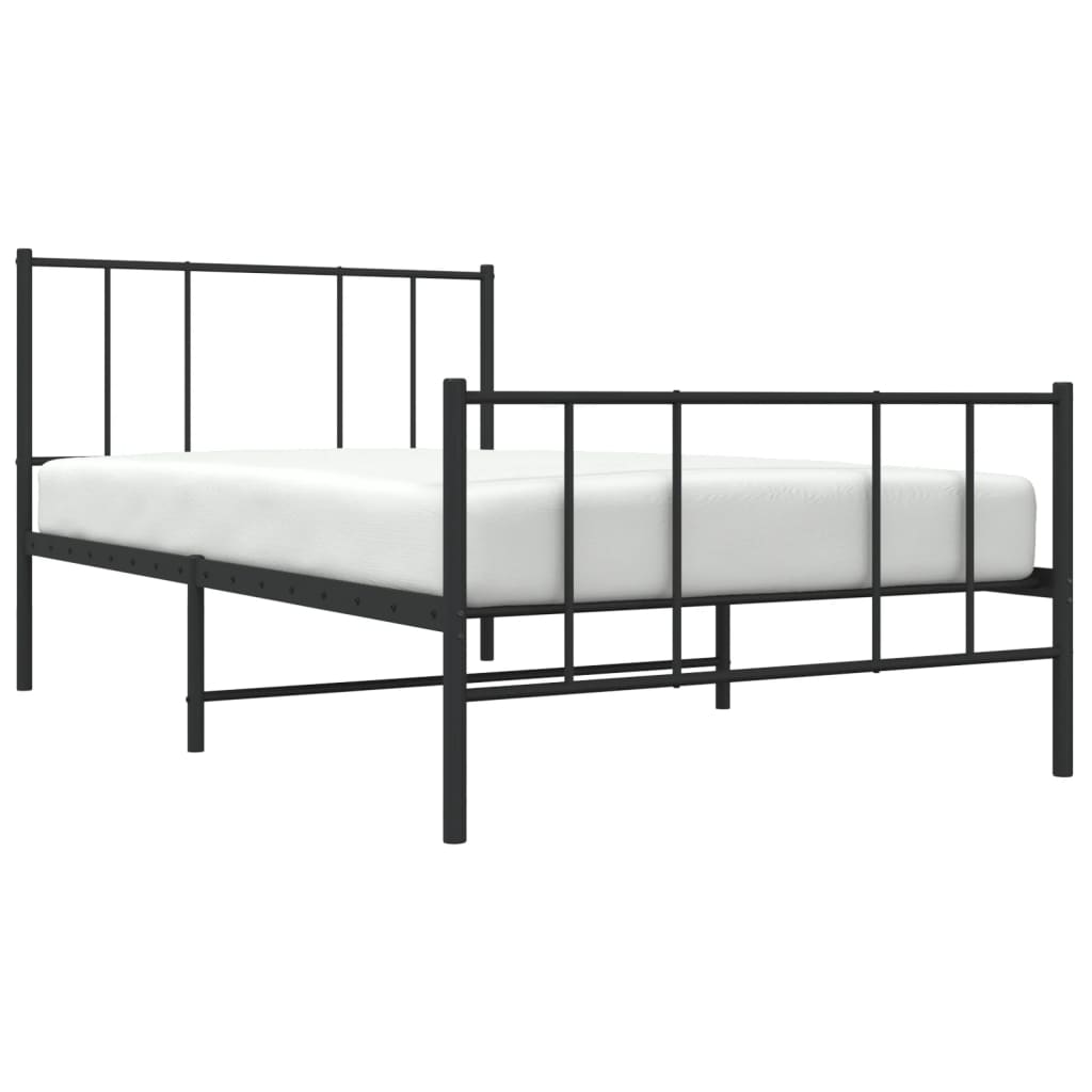 Metal Bed Frame without Mattress with Footboard Black 107x203 cm King Single