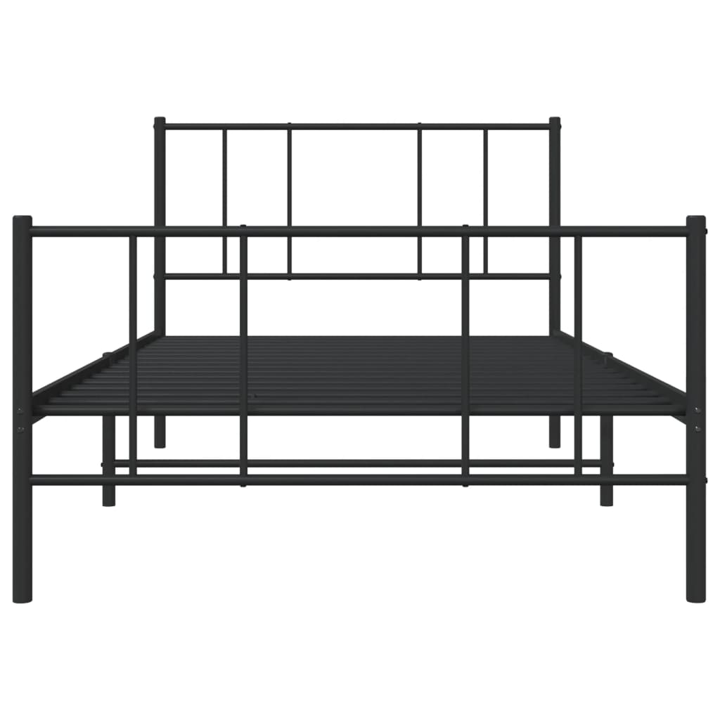 Metal Bed Frame without Mattress with Footboard Black 107x203 cm King Single