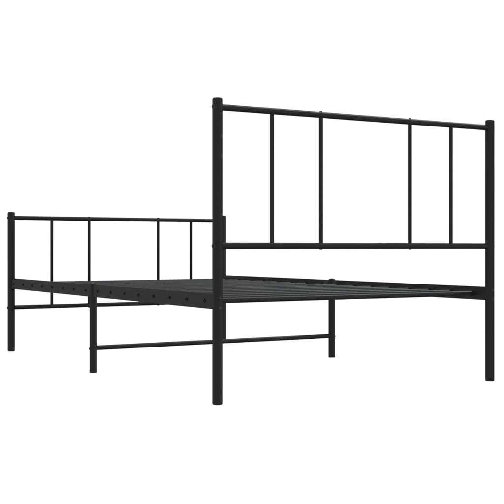 Metal Bed Frame without Mattress with Footboard Black 107x203 cm King Single