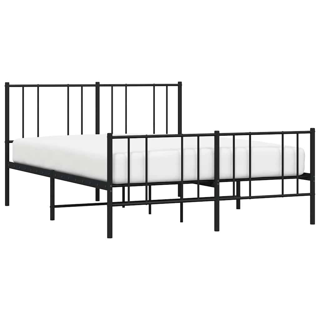 Metal Bed Frame without Mattress with Footboard Black 135x190 cm