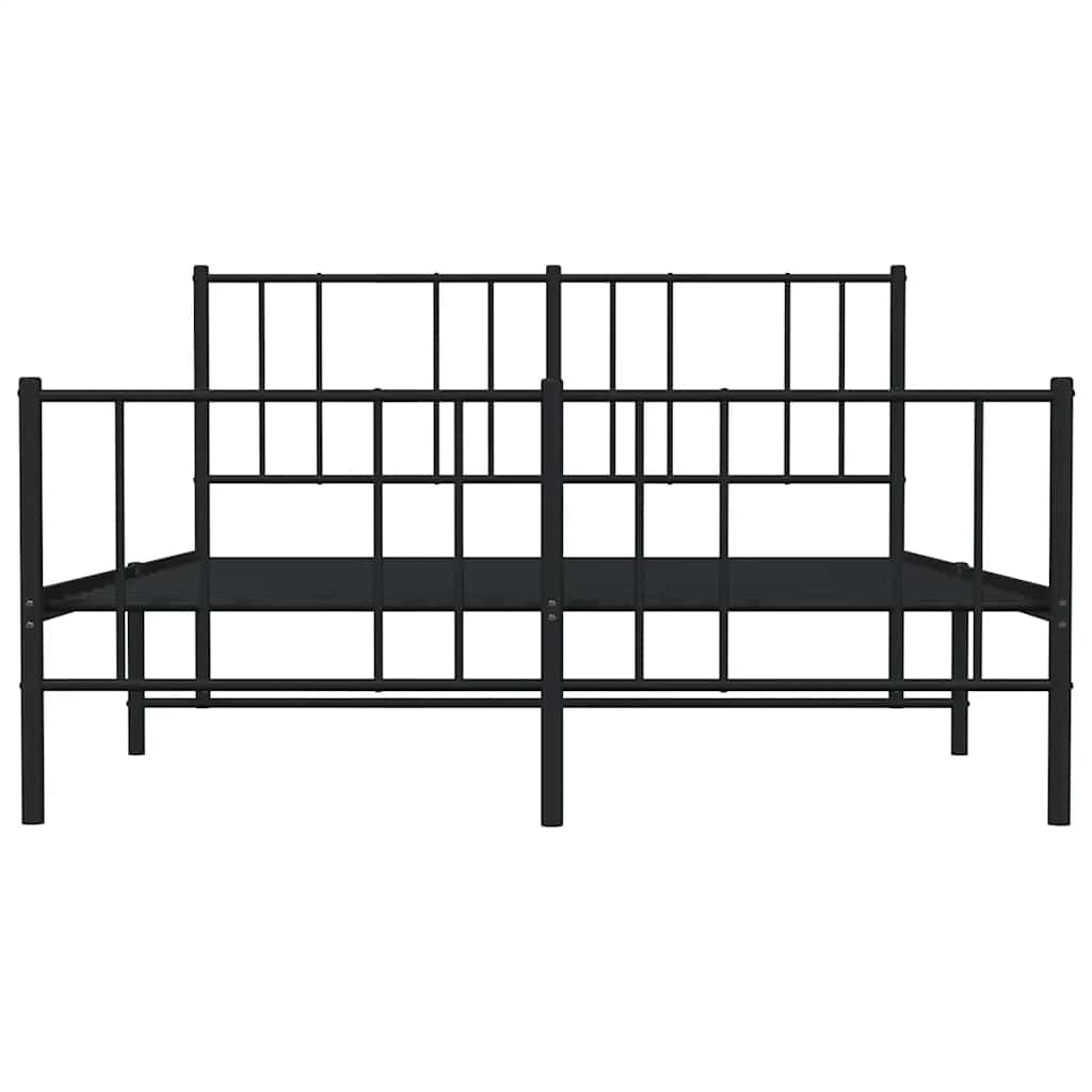 Metal Bed Frame without Mattress with Footboard Black 135x190 cm