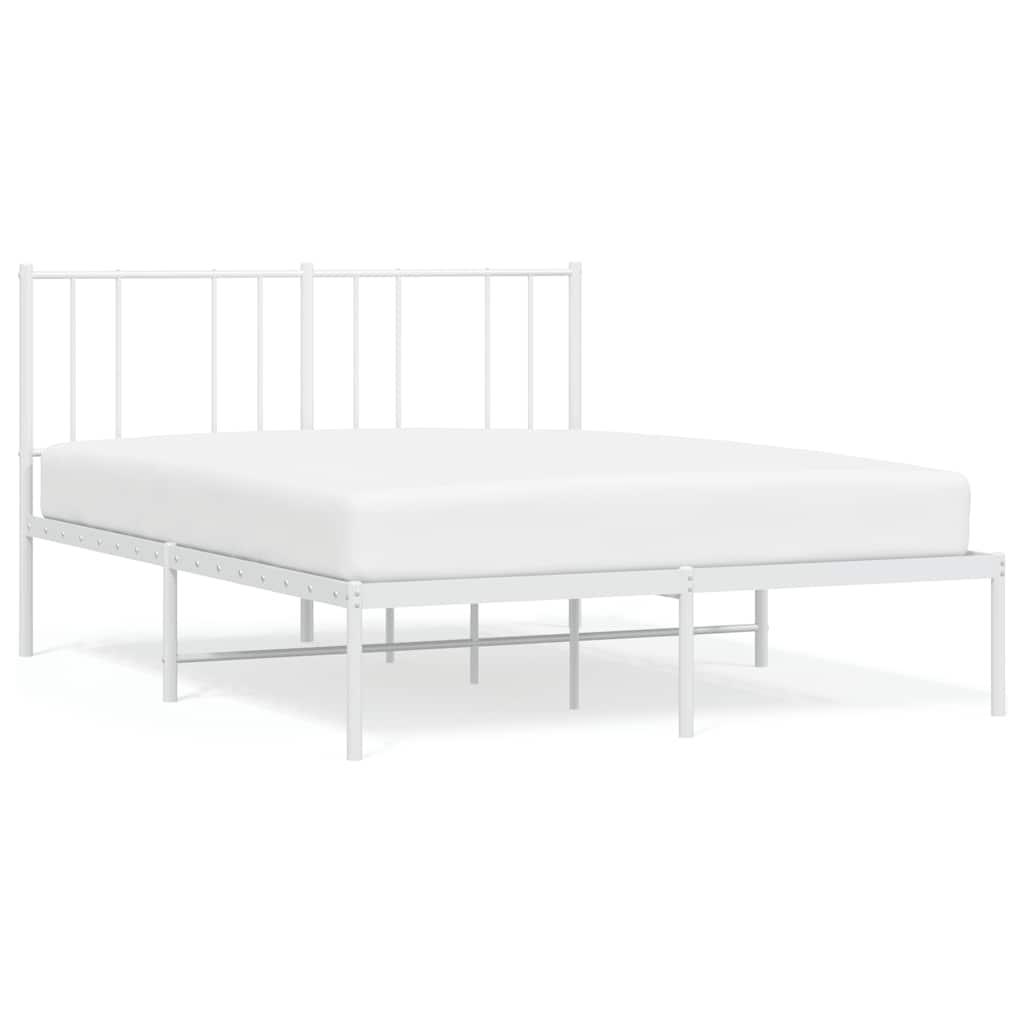 Metal Bed Frame without Mattress with Headboard White 150x200 cm