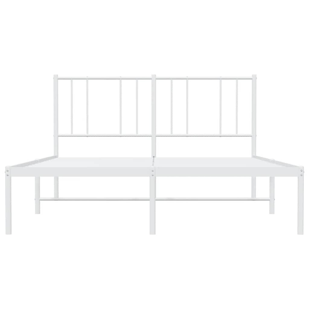 Metal Bed Frame without Mattress with Headboard White 150x200 cm