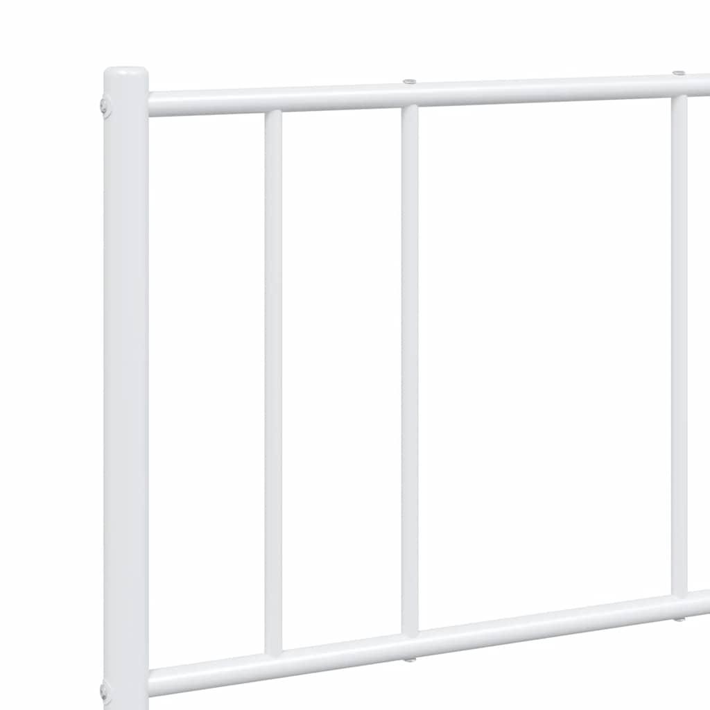 Metal Bed Frame without Mattress with Headboard White 150x200 cm