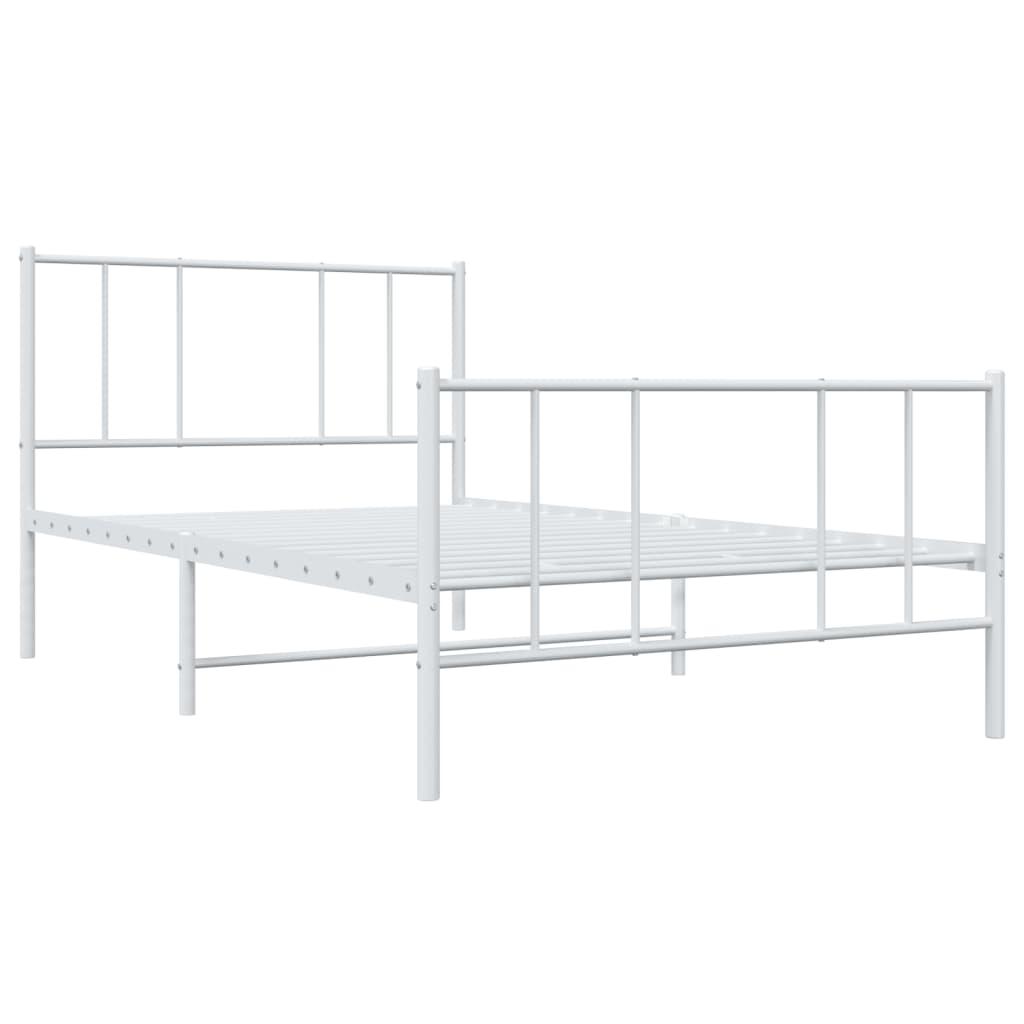 Metal Bed Frame without Mattress with Footboard White 107x203 cm King Single