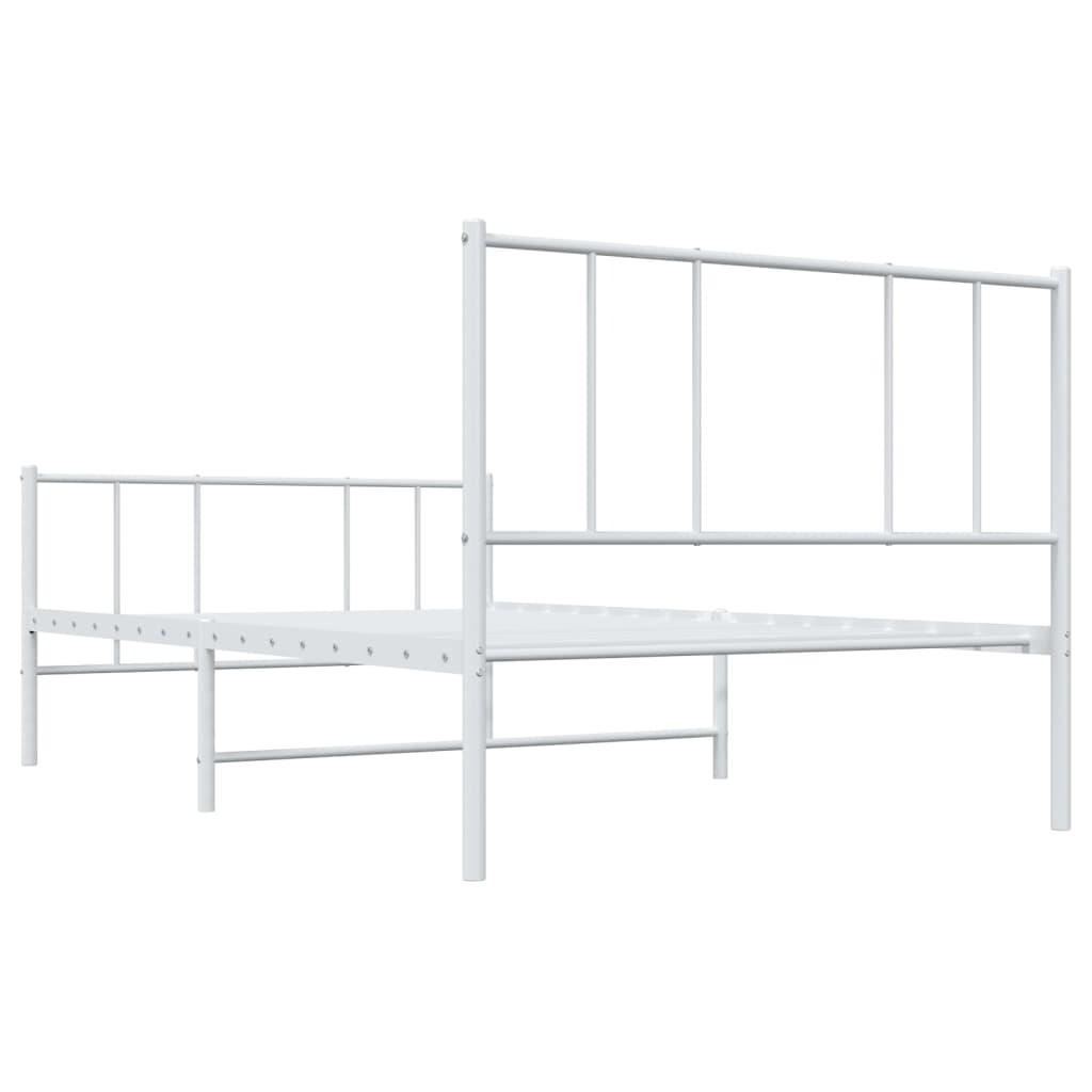 Metal Bed Frame without Mattress with Footboard White 107x203 cm King Single