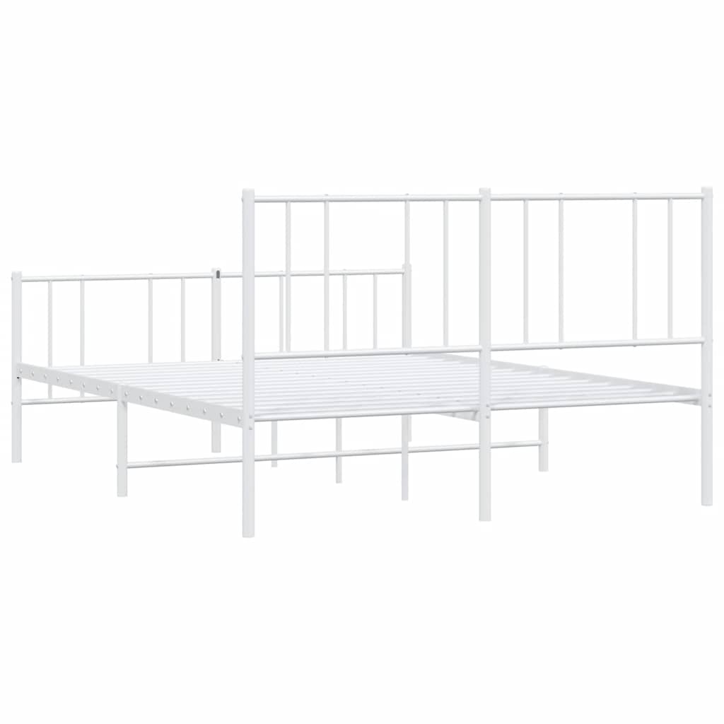 Metal Bed Frame without Mattress with Footboard White 150x200 cm
