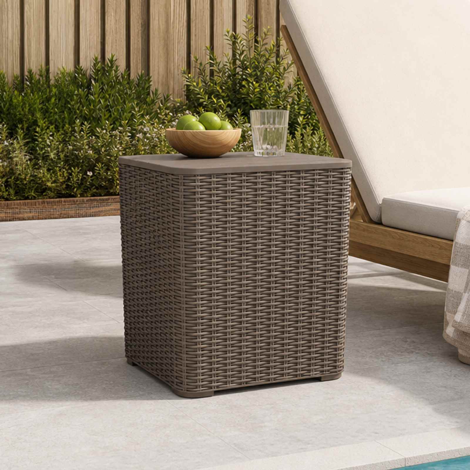 Garden Table with Removable Lid Light Brown Polypropylene