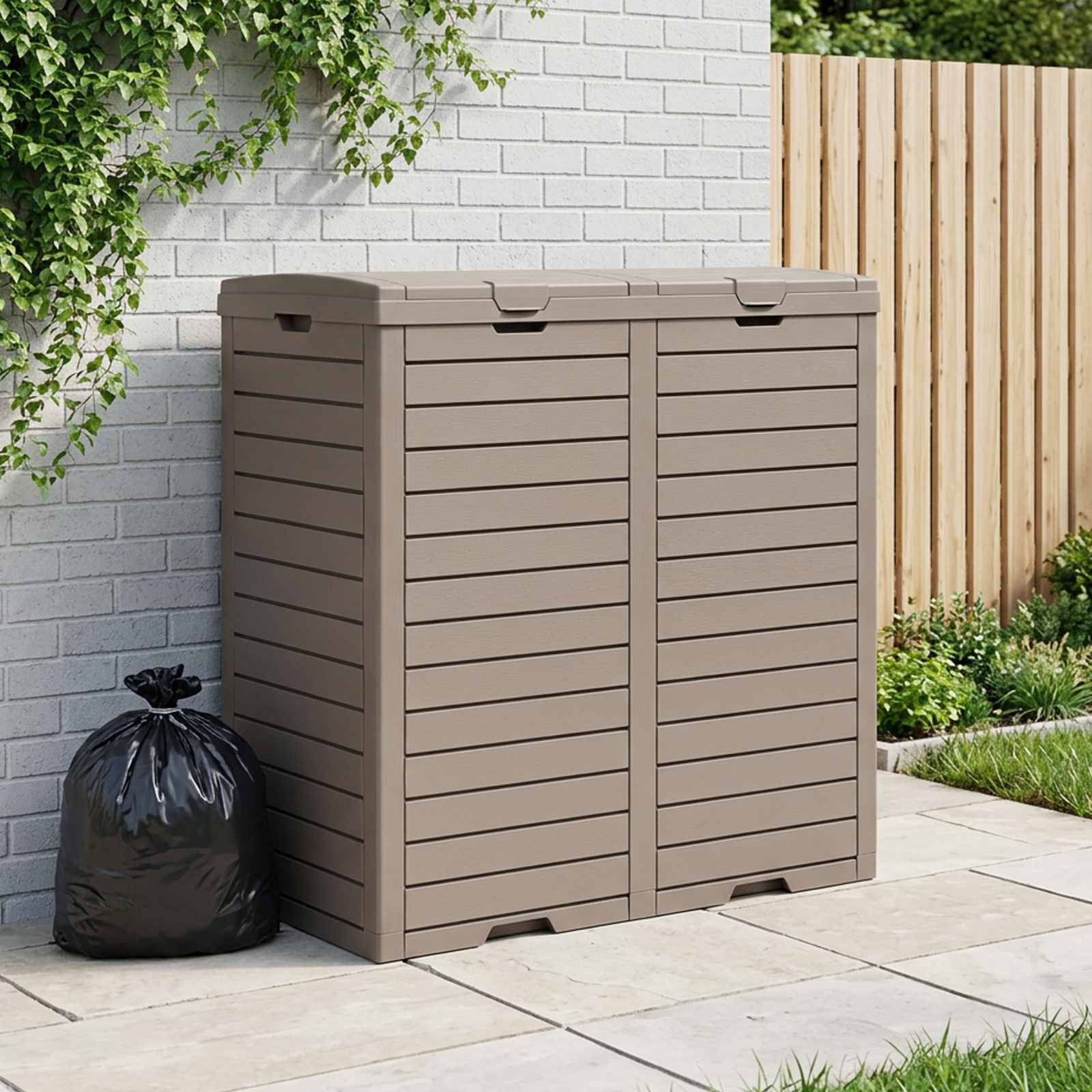 Outdoor Garbage Bin Light Brown 78x41x86 cm Polypropylene