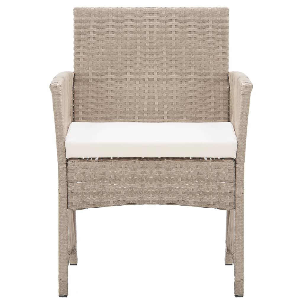 Garden Armchairs with Cushions 2 pcs Beige Poly Rattan