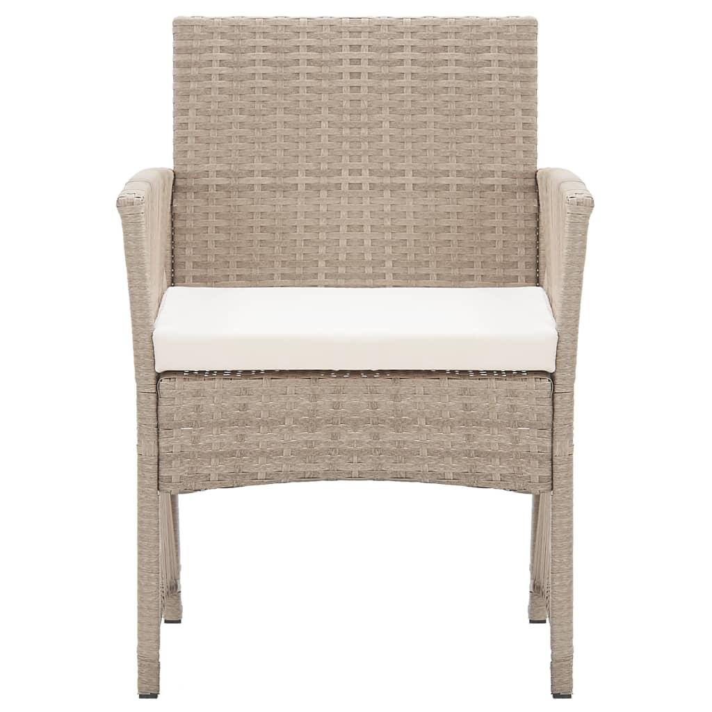 Garden Armchairs with Cushions 2 pcs Beige Poly Rattan