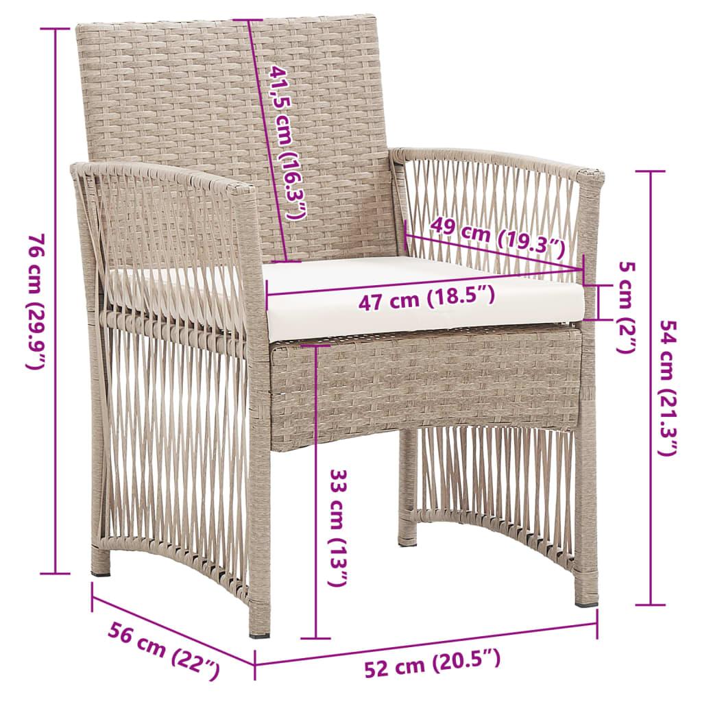 Garden Armchairs with Cushions 2 pcs Beige Poly Rattan