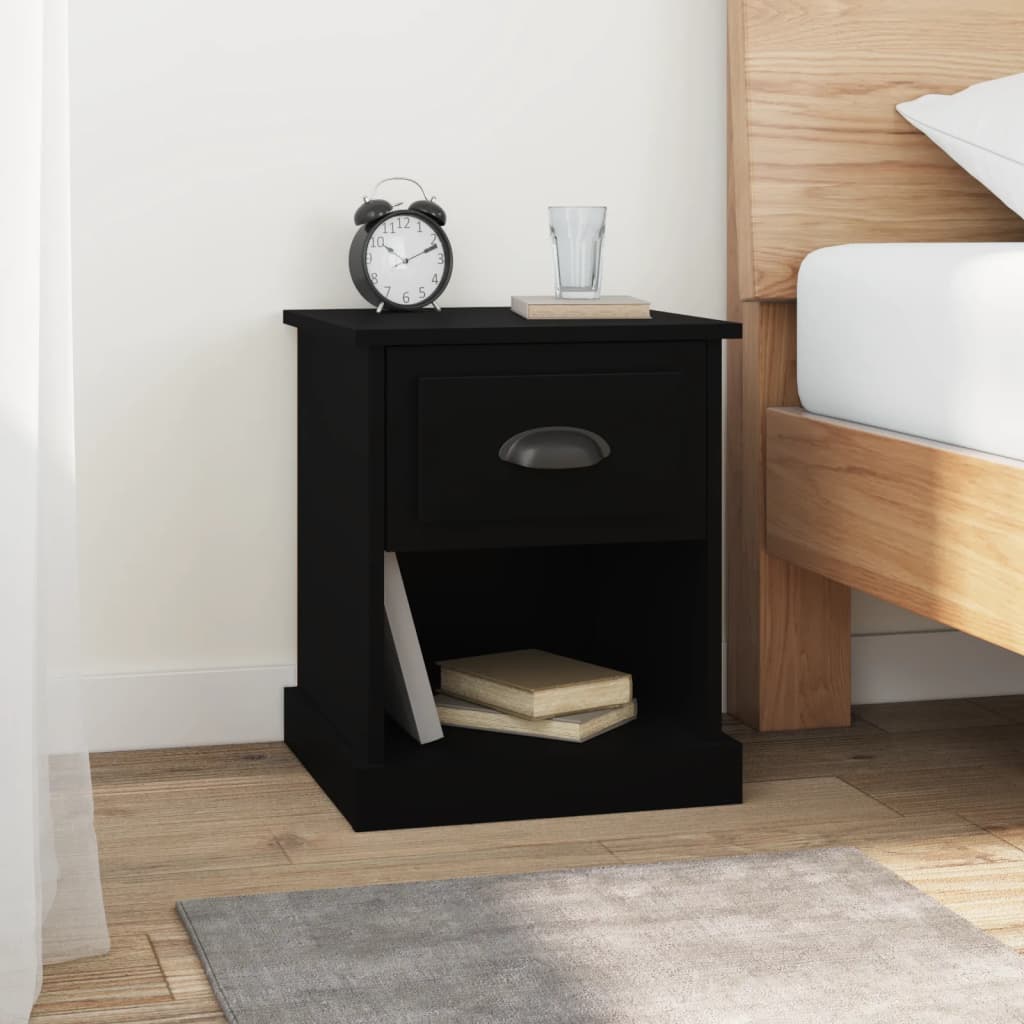 Bedside Cabinet Black 39x39x47.5 cm Engineered Wood