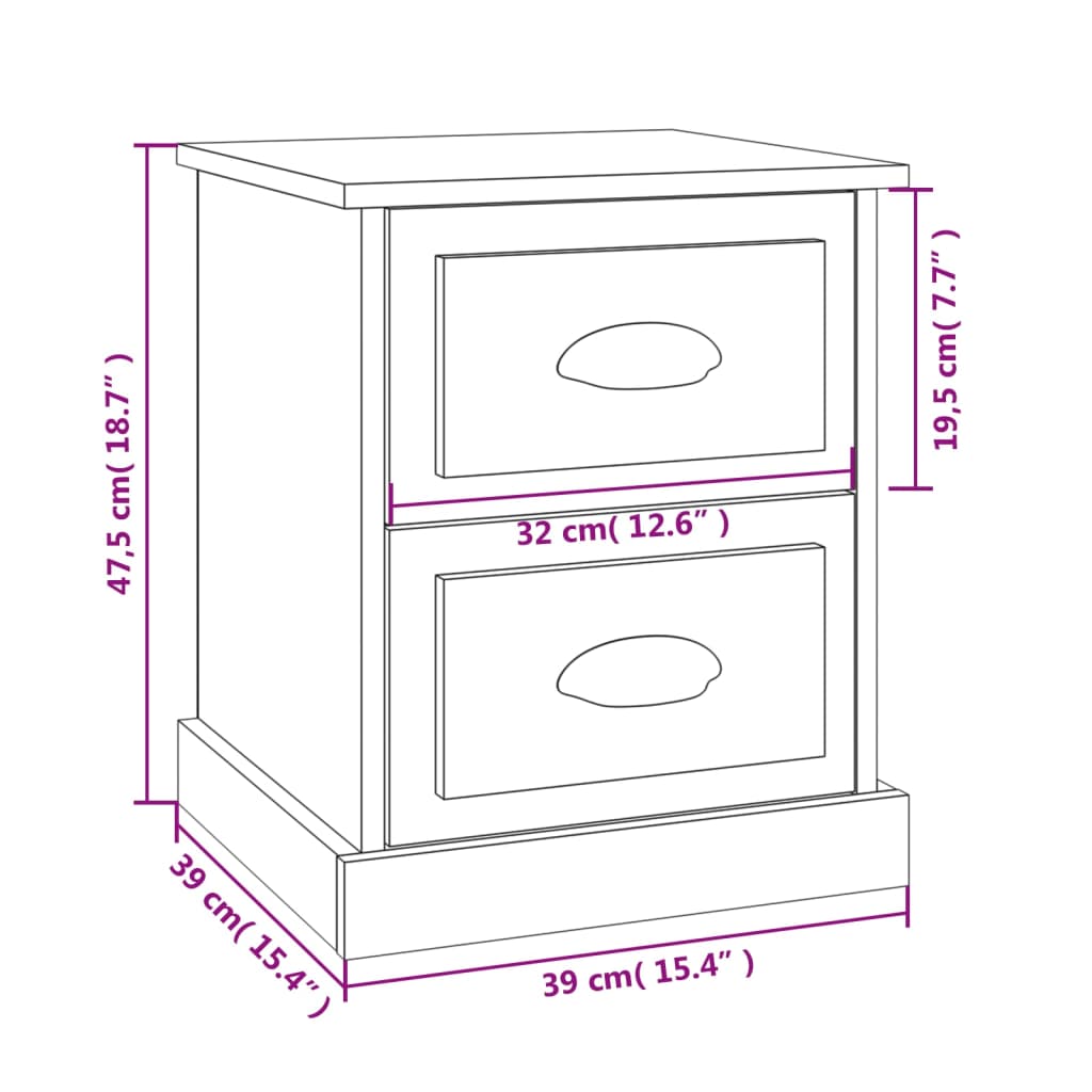 Bedside Cabinets 2 pcs High Gloss White 39x39x47.5 cm Engineered Wood