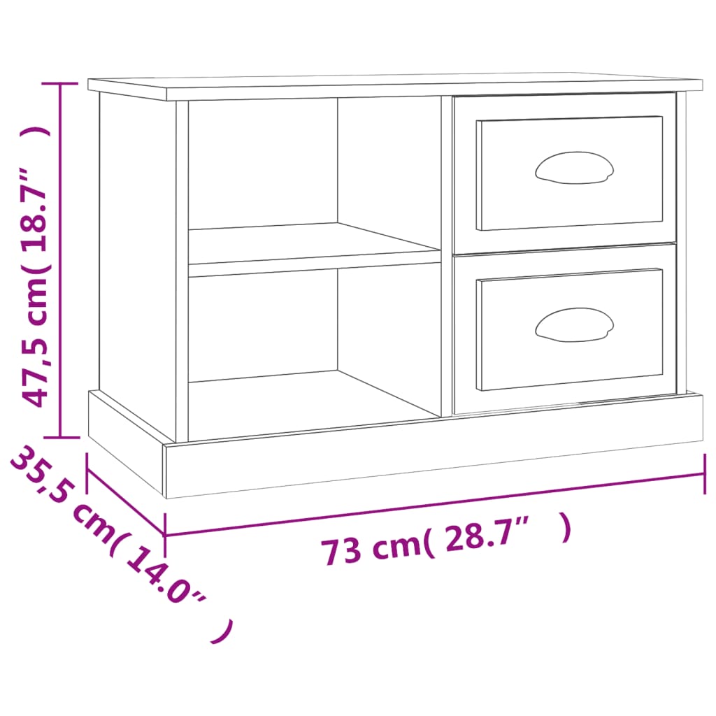 TV Cabinet Brown Oak 73x35.5x47.5 cm Engineered Wood