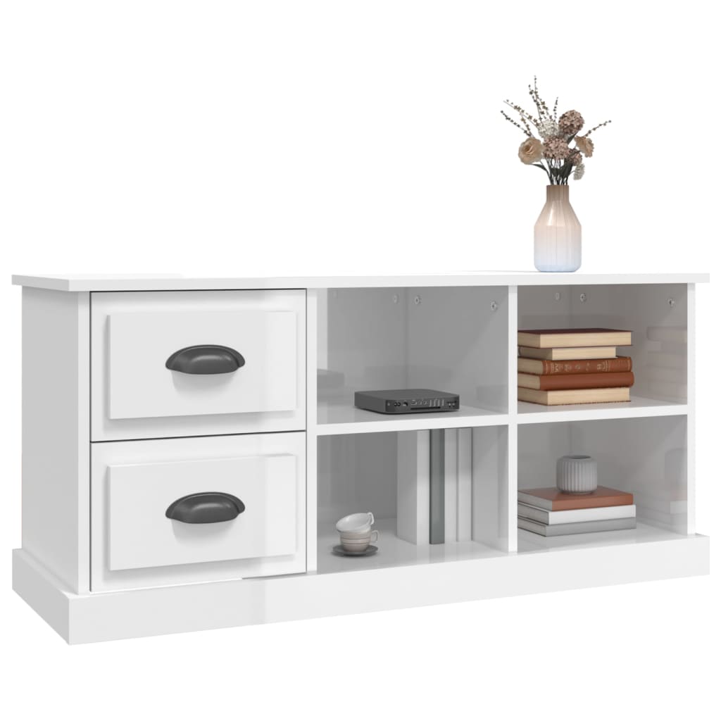 TV Cabinet High Gloss White 102x35.5x47.5 cm Engineered Wood