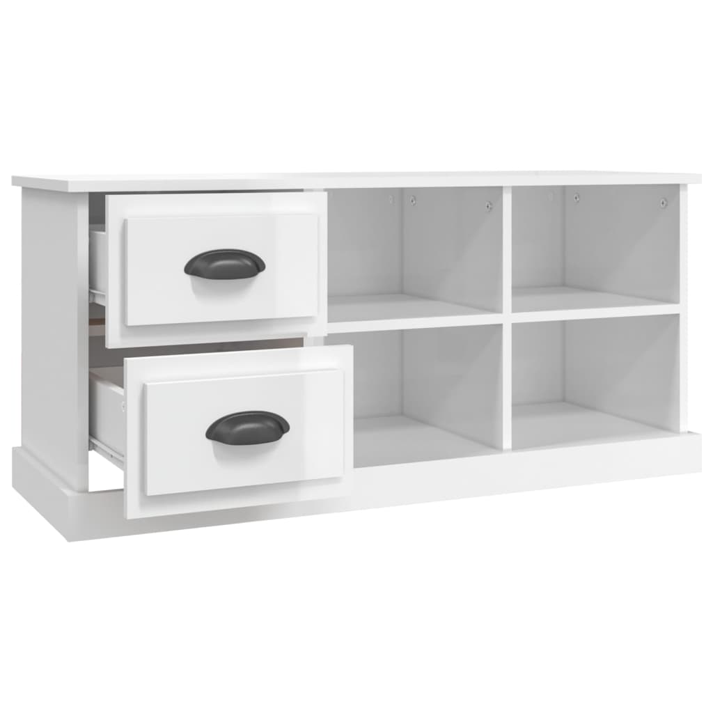 TV Cabinet High Gloss White 102x35.5x47.5 cm Engineered Wood