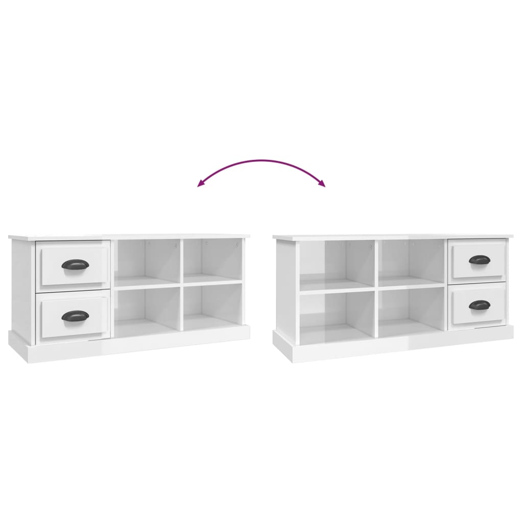 TV Cabinet High Gloss White 102x35.5x47.5 cm Engineered Wood