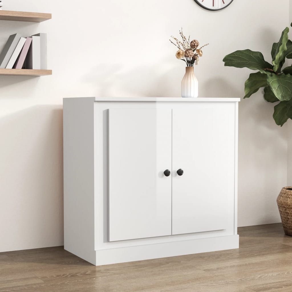 Sideboard High Gloss White 70x35.5x67.5 cm Engineered Wood