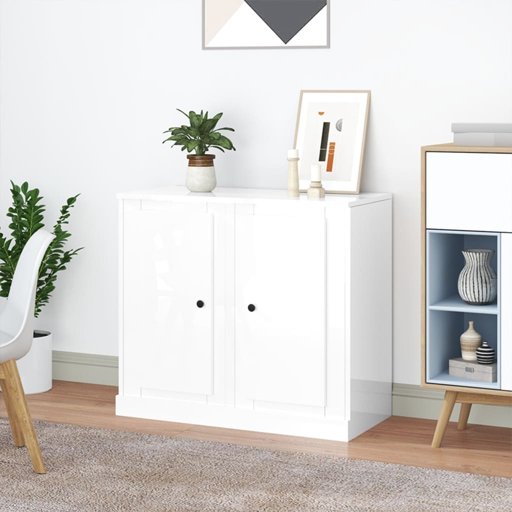 Sideboards 2 pcs High Gloss White 37.5x35.5x67.5 cm Engineered Wood