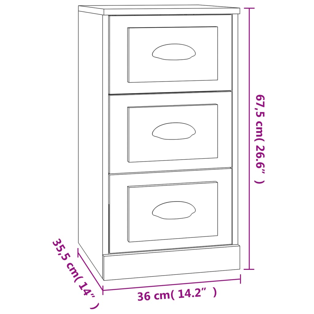 Sideboard White 36x35.5x67.5 cm Engineered Wood