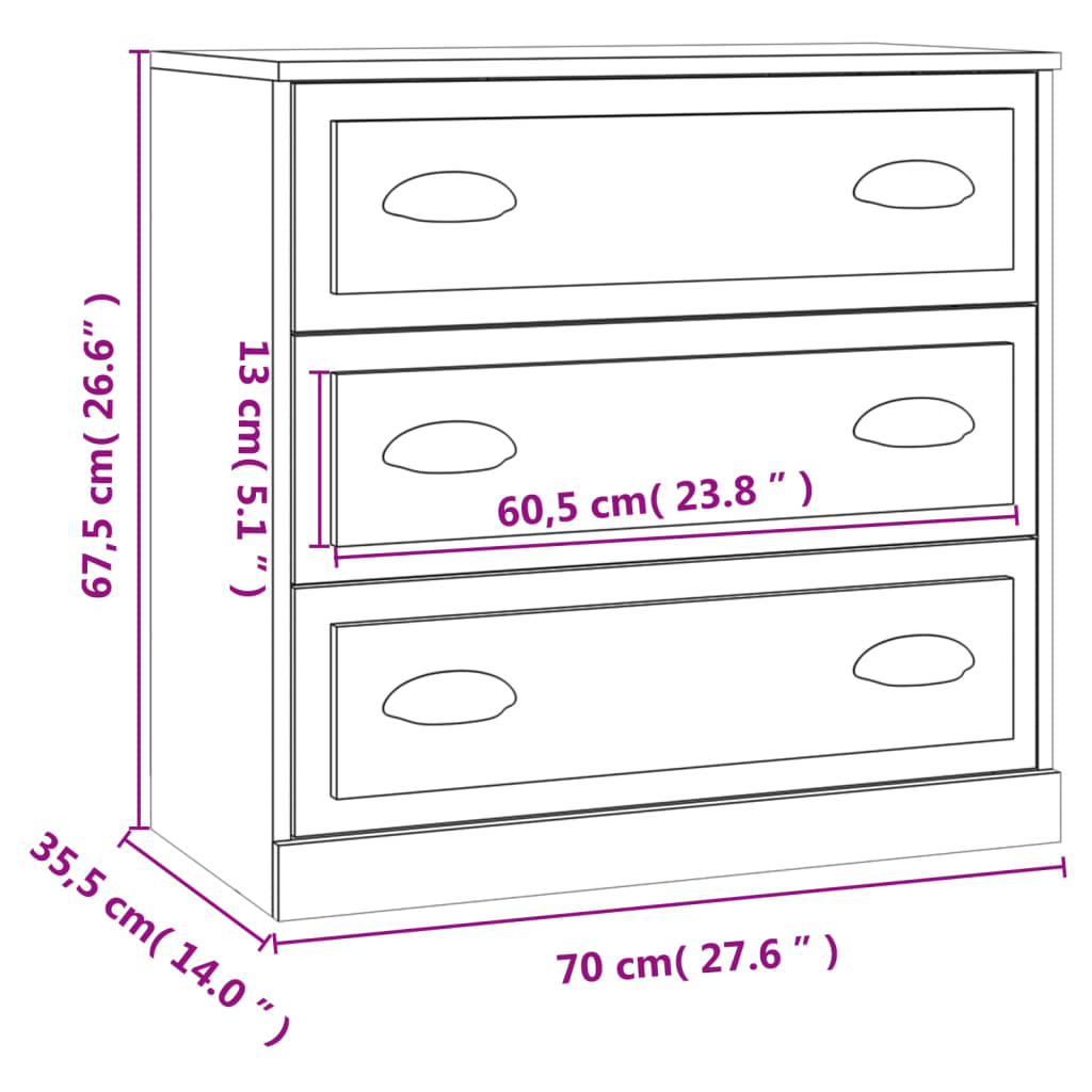 Sideboard White 70x35.5x67.5 cm Engineered Wood