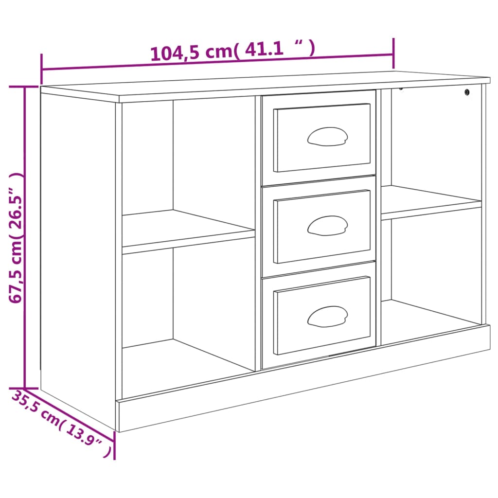 Sideboard Smoked Oak 104.5x35.5x67.5 cm Engineered Wood