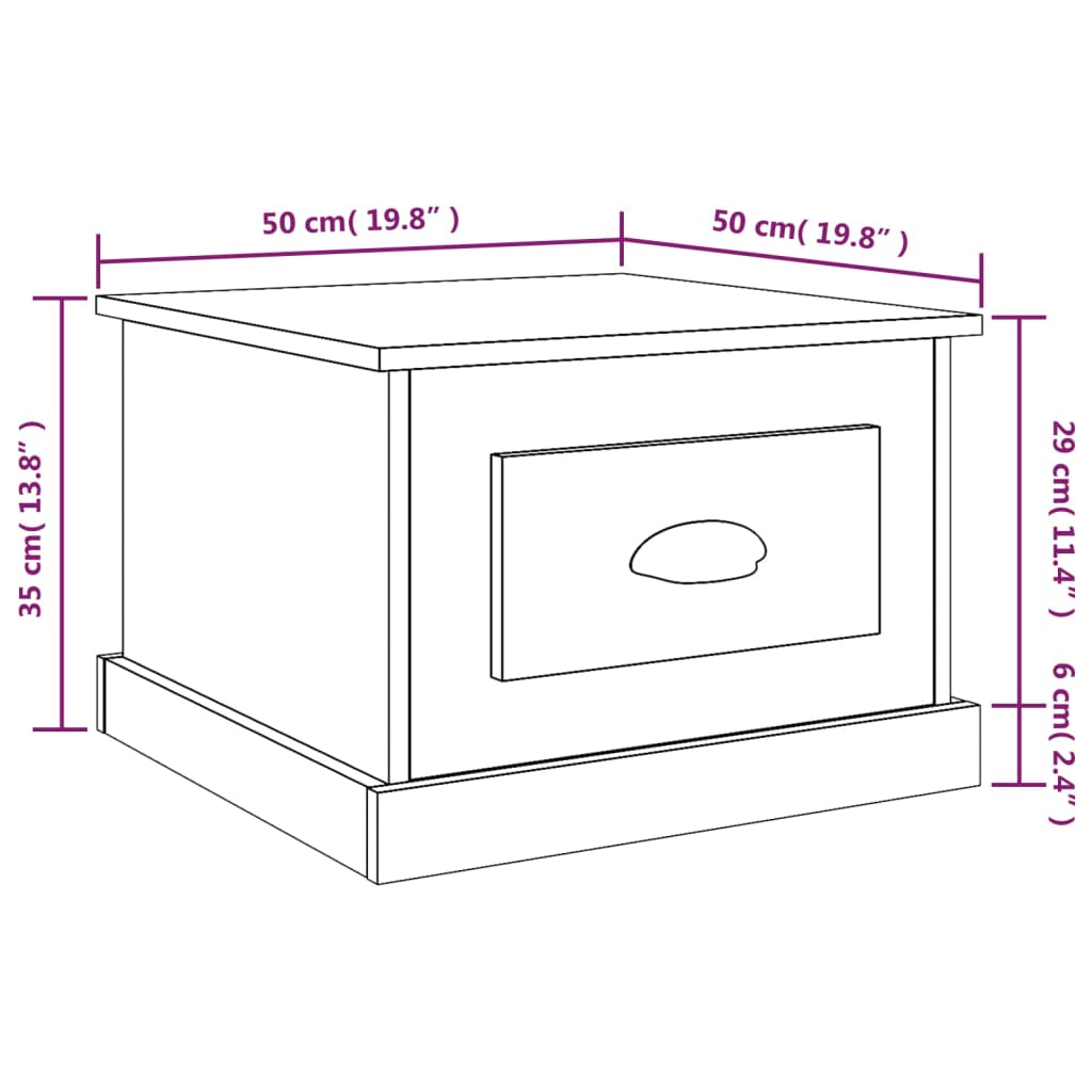 Coffee Table Sonoma Oak 50x50x35 cm Engineered Wood