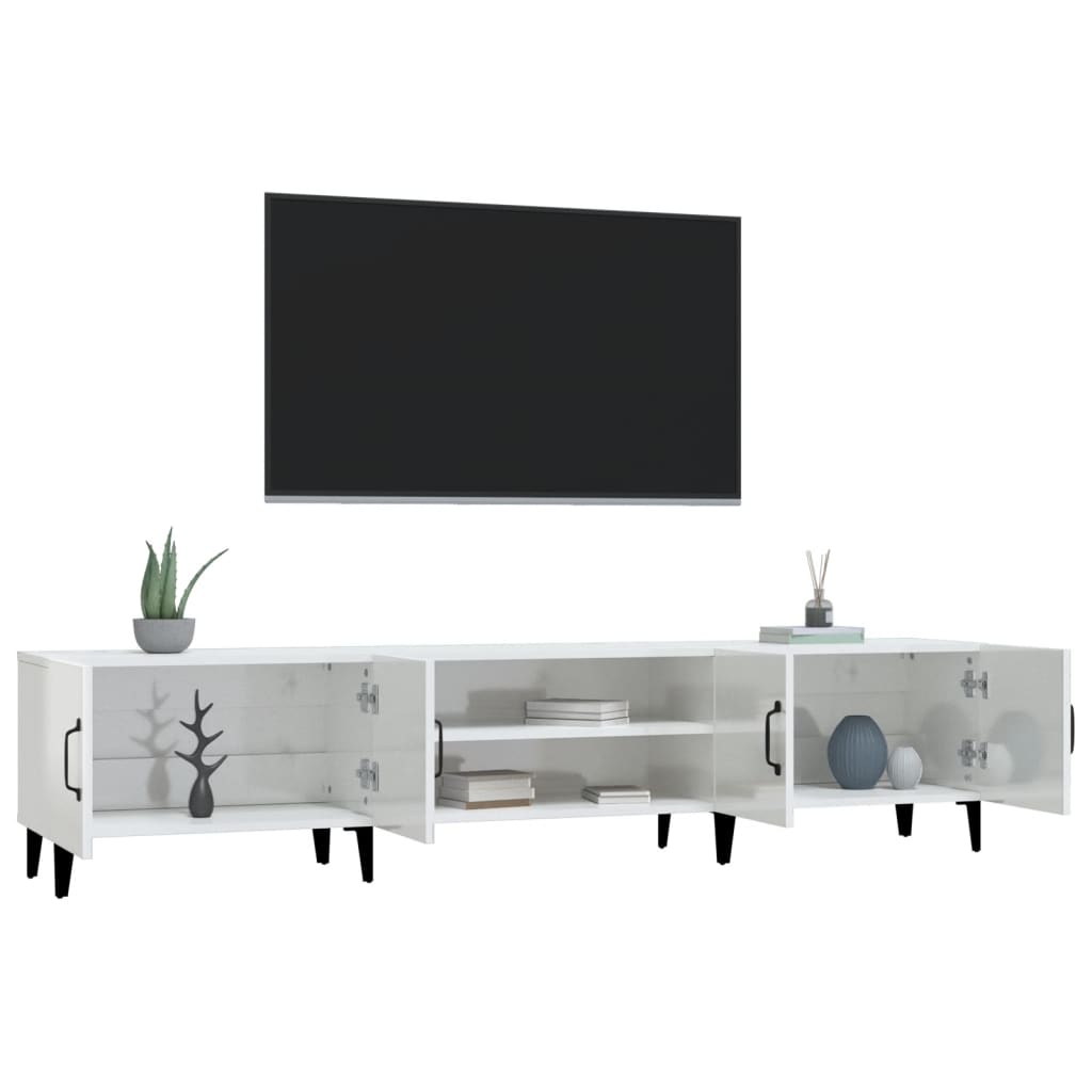 TV Cabinet High Gloss White 180x31.5x40 cm Engineered Wood