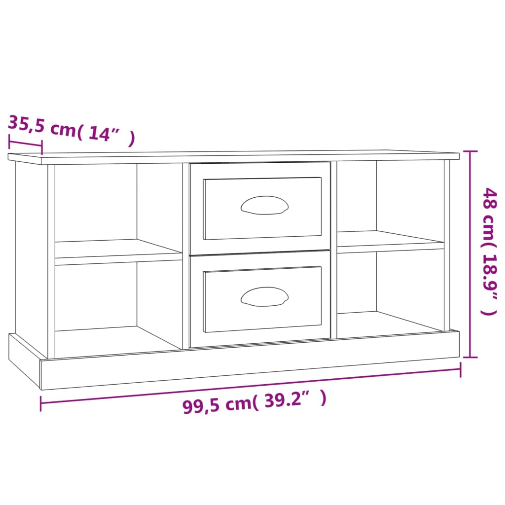 TV Cabinet High Gloss White 99.5x35.5x48 cm Engineered Wood