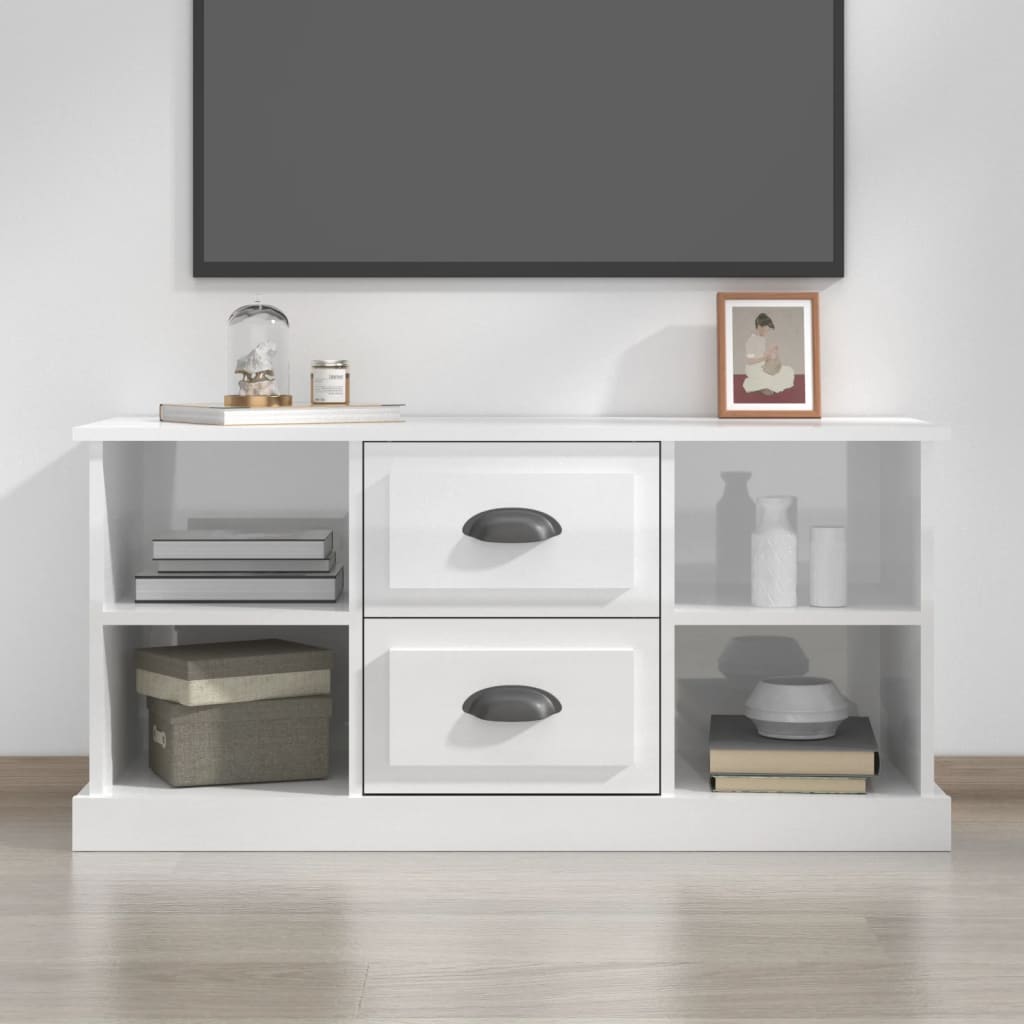 TV Cabinet High Gloss White 99.5x35.5x48 cm Engineered Wood