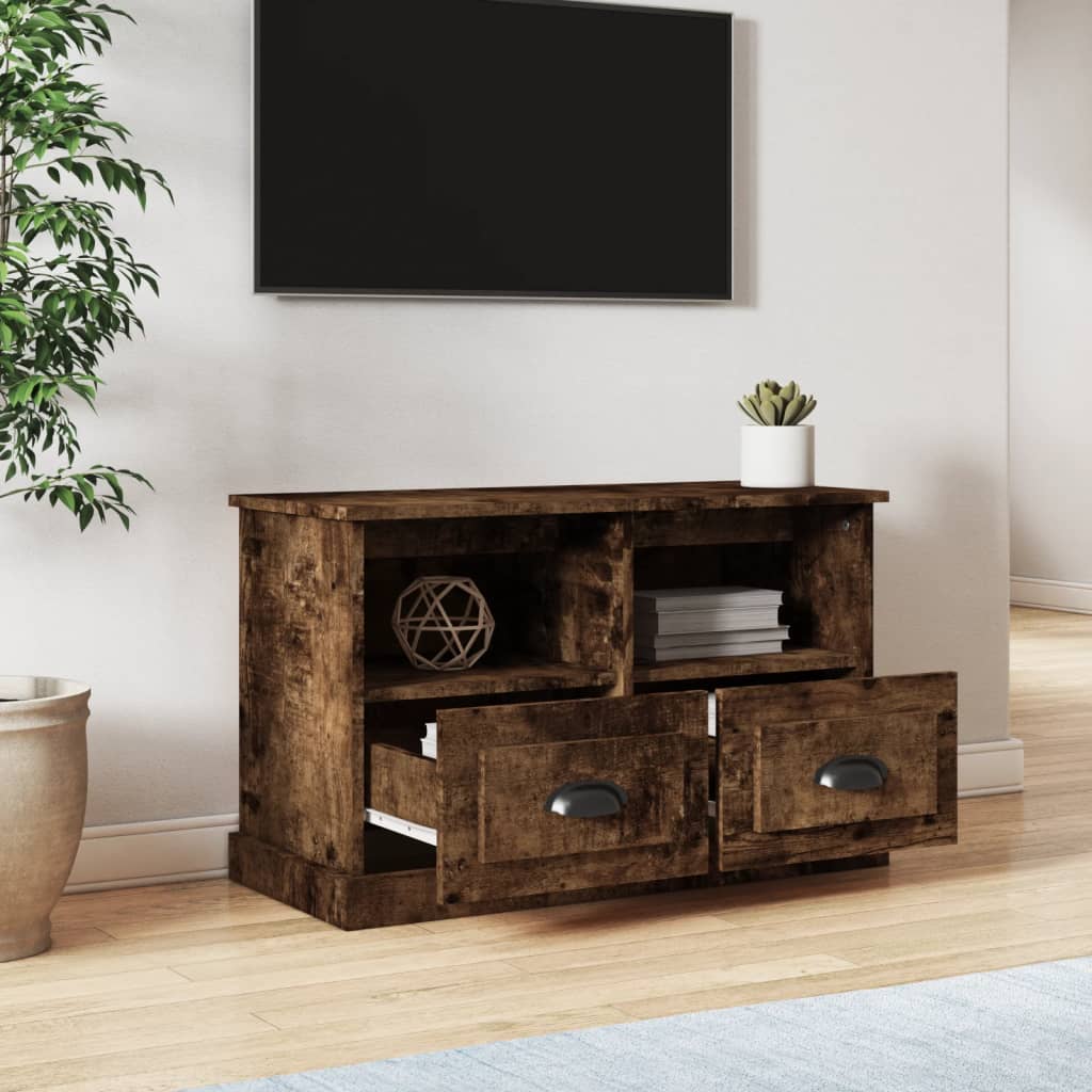 TV Cabinet Smoked Oak 80x35x50 cm Engineered Wood