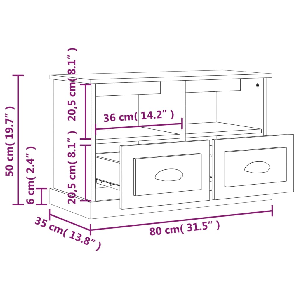 TV Cabinet Brown Oak 80x35x50 cm Engineered Wood