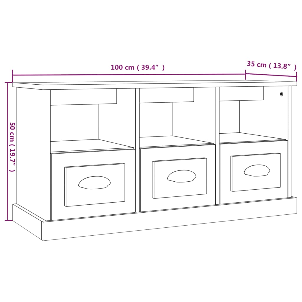 TV Cabinet White 100x35x50 cm Engineered Wood