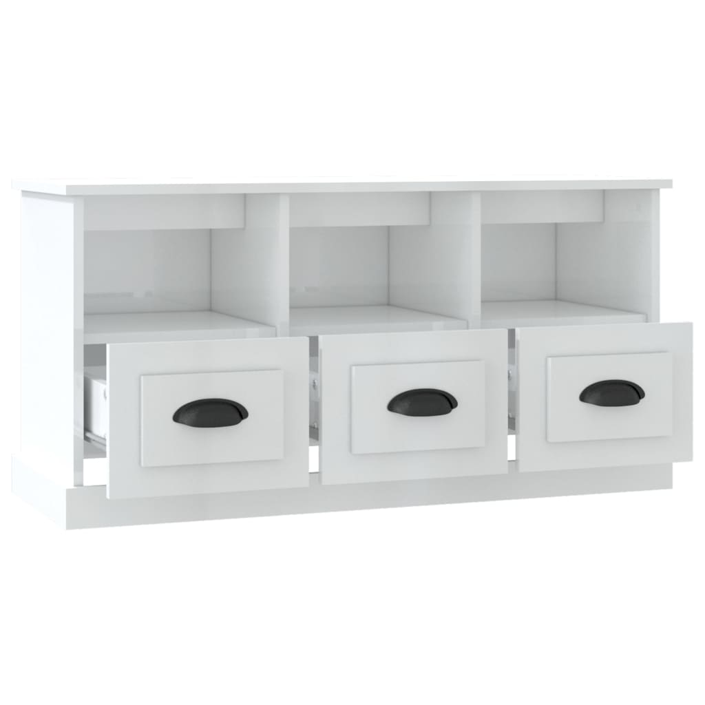 TV Cabinet High Gloss White 100x35x50 cm Engineered Wood