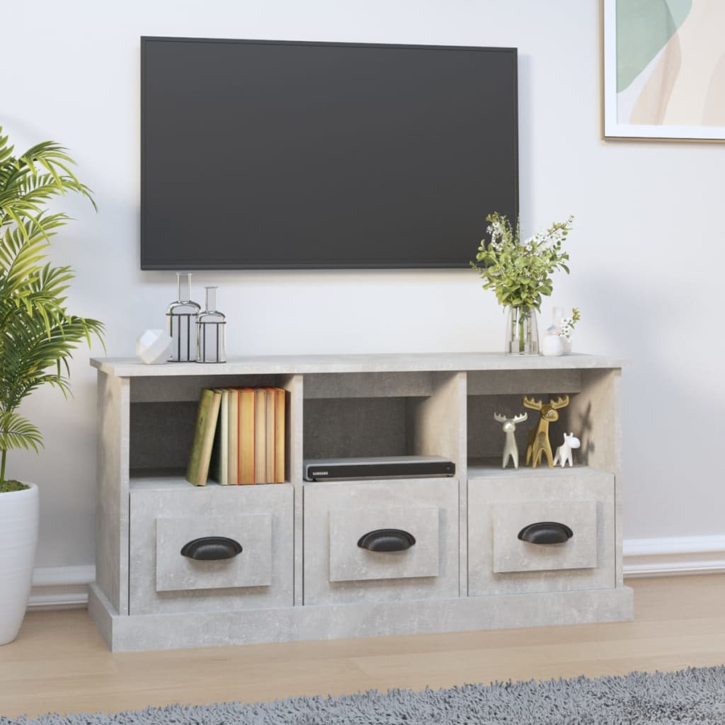 TV Cabinet Concrete Grey 100x35x50 cm Engineered Wood