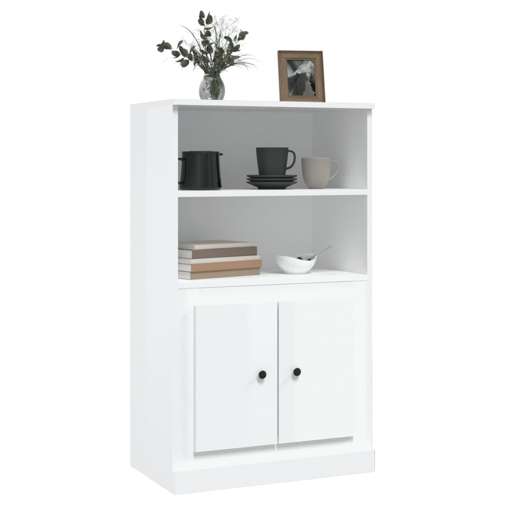 Highboard High Gloss White 60x35.5x103.5 cm Engineered Wood