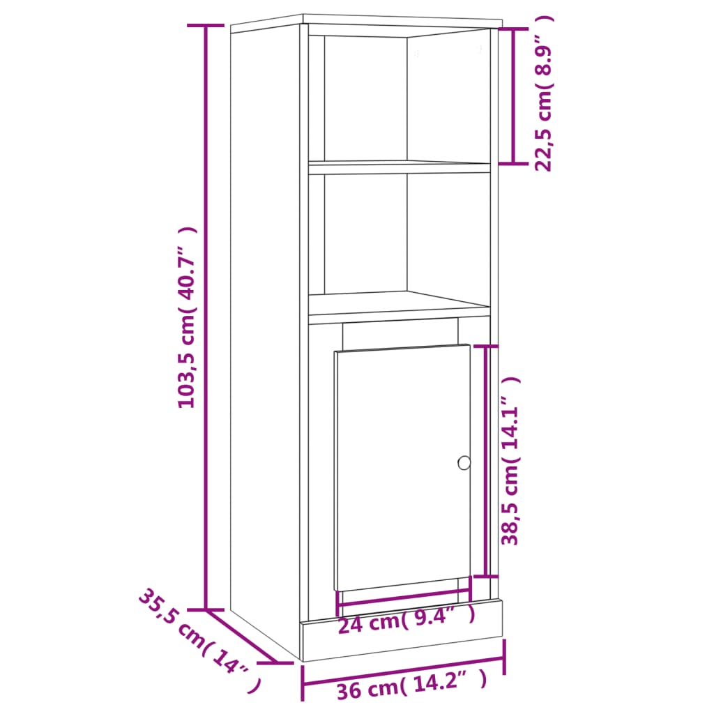 Highboard Concrete Grey 36x35.5x103.5 cm Engineered Wood