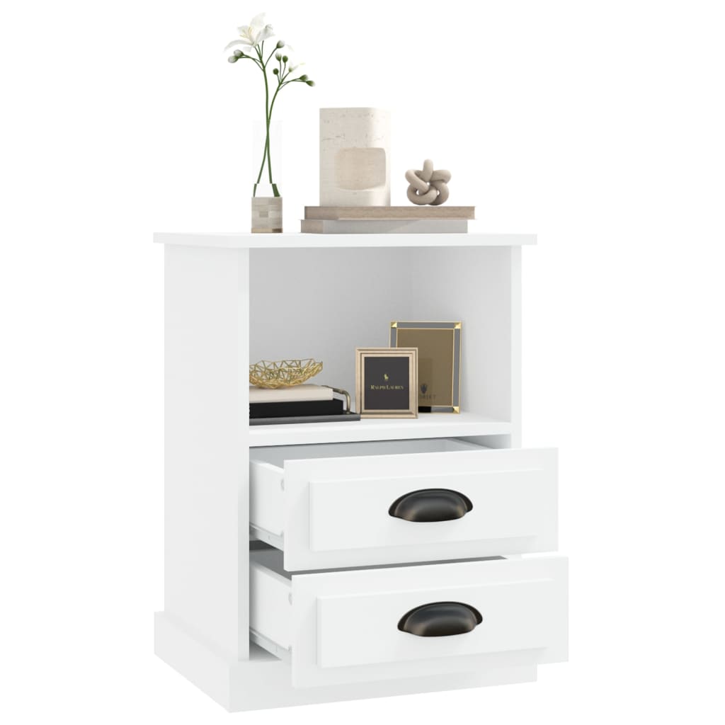 Bedside Cabinet White 43x36x60 cm