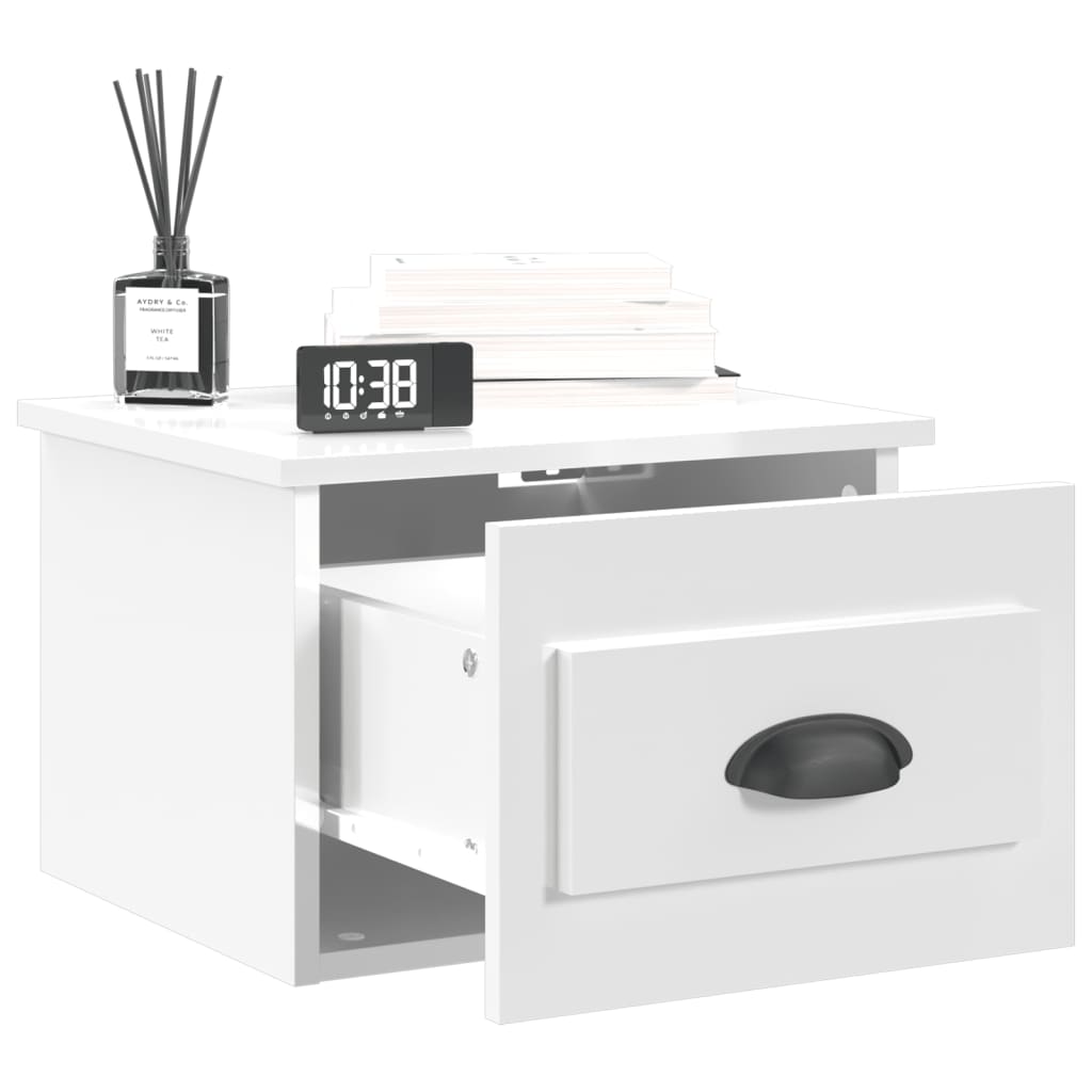 Wall-mounted Bedside Cabinet High Gloss White 41.5x36x28cm