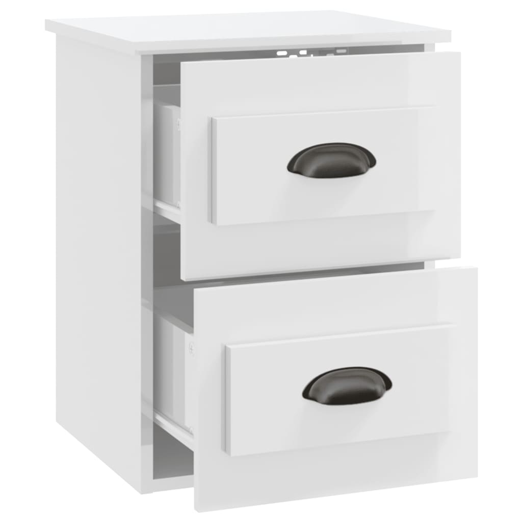 Wall-mounted Bedside Cabinet High Gloss White 41.5x36x53cm