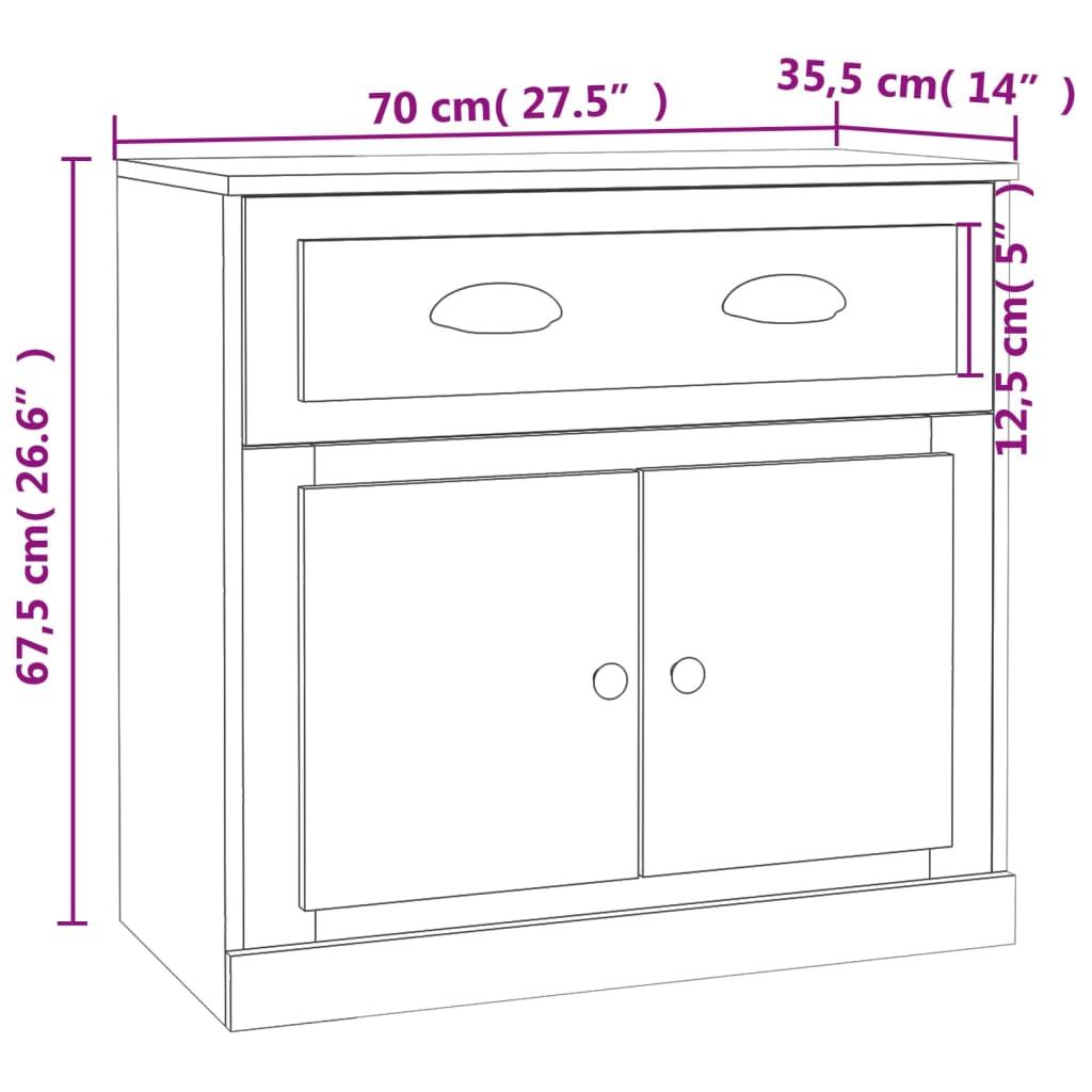 Sideboard High Gloss White 70x35.5x67.5 cm Engineered Wood