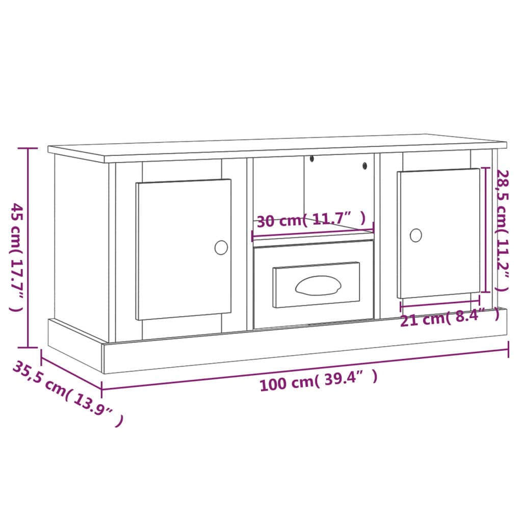 TV Cabinet Sonoma Oak 100x35.5x45 cm Engineered Wood