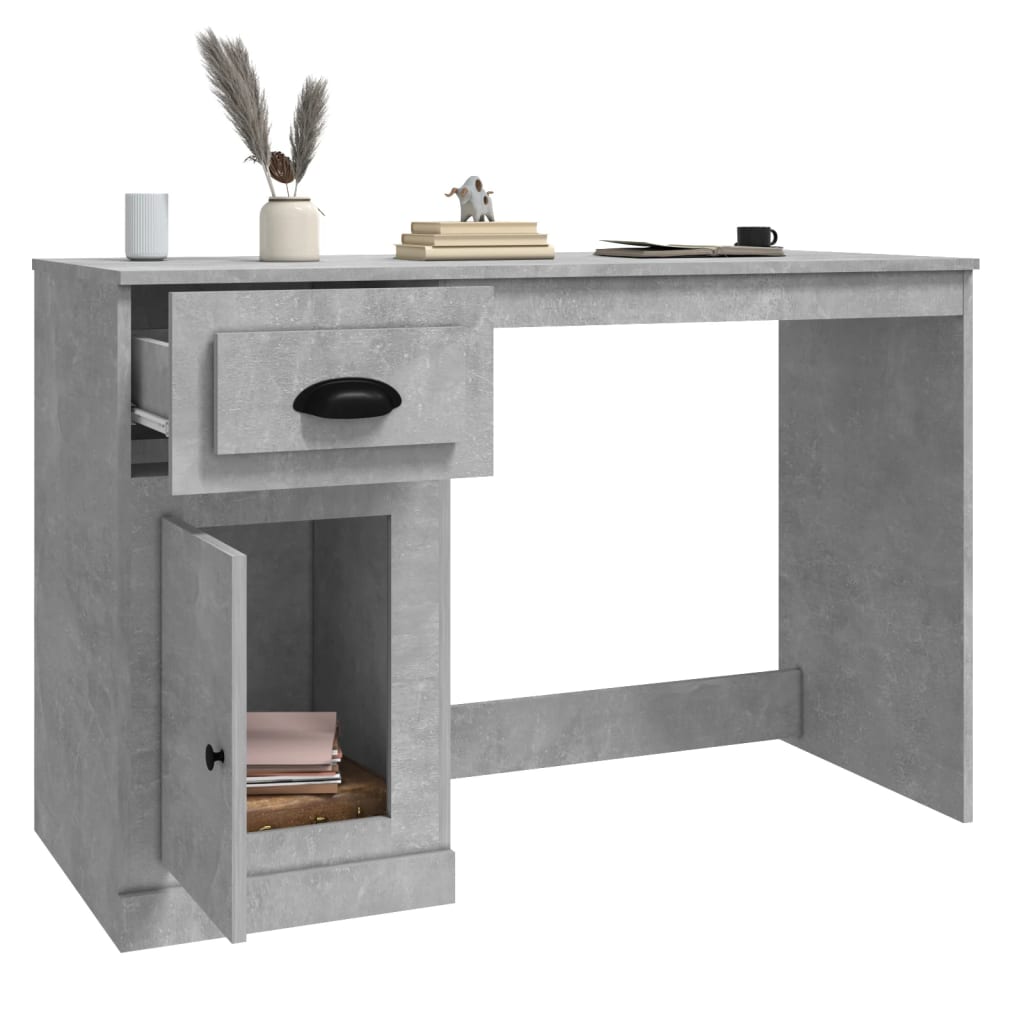 Desk with Drawer Concrete Grey 115x50x75 cm Engineered Wood