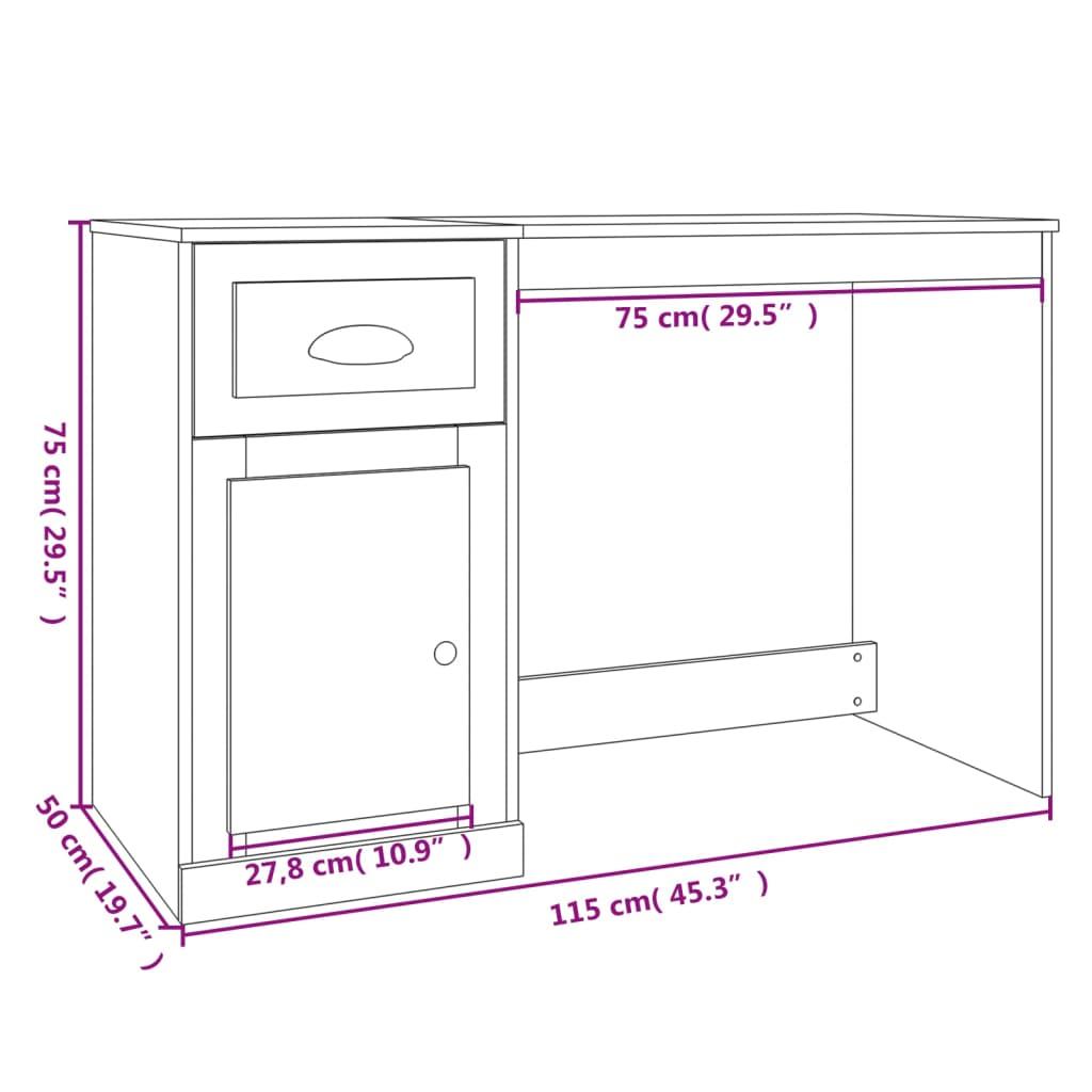 Desk with Drawer Concrete Grey 115x50x75 cm Engineered Wood