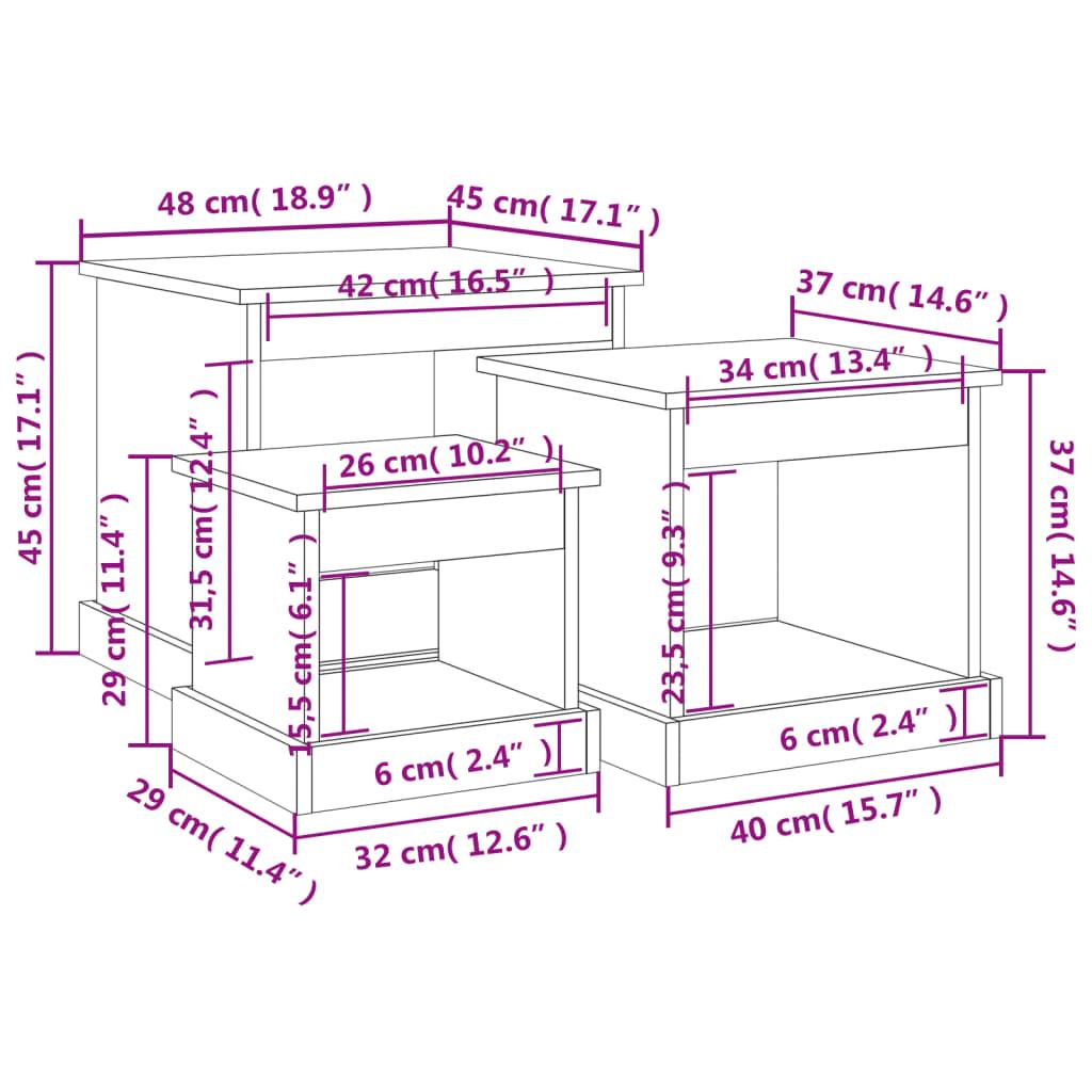 Coffee Tables 3 pcs High Gloss White Engineered Wood