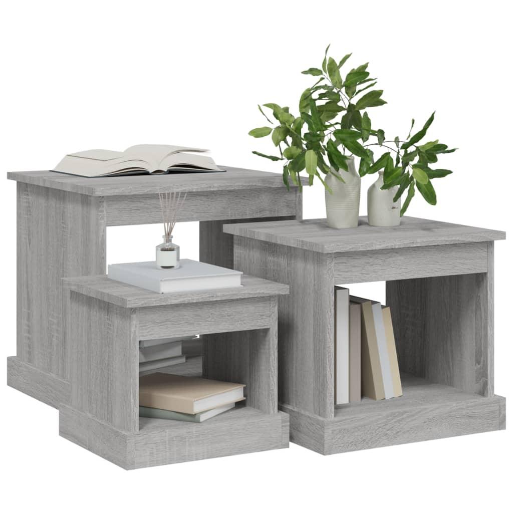 Coffee Tables 3 pcs Grey Sonoma Engineered Wood